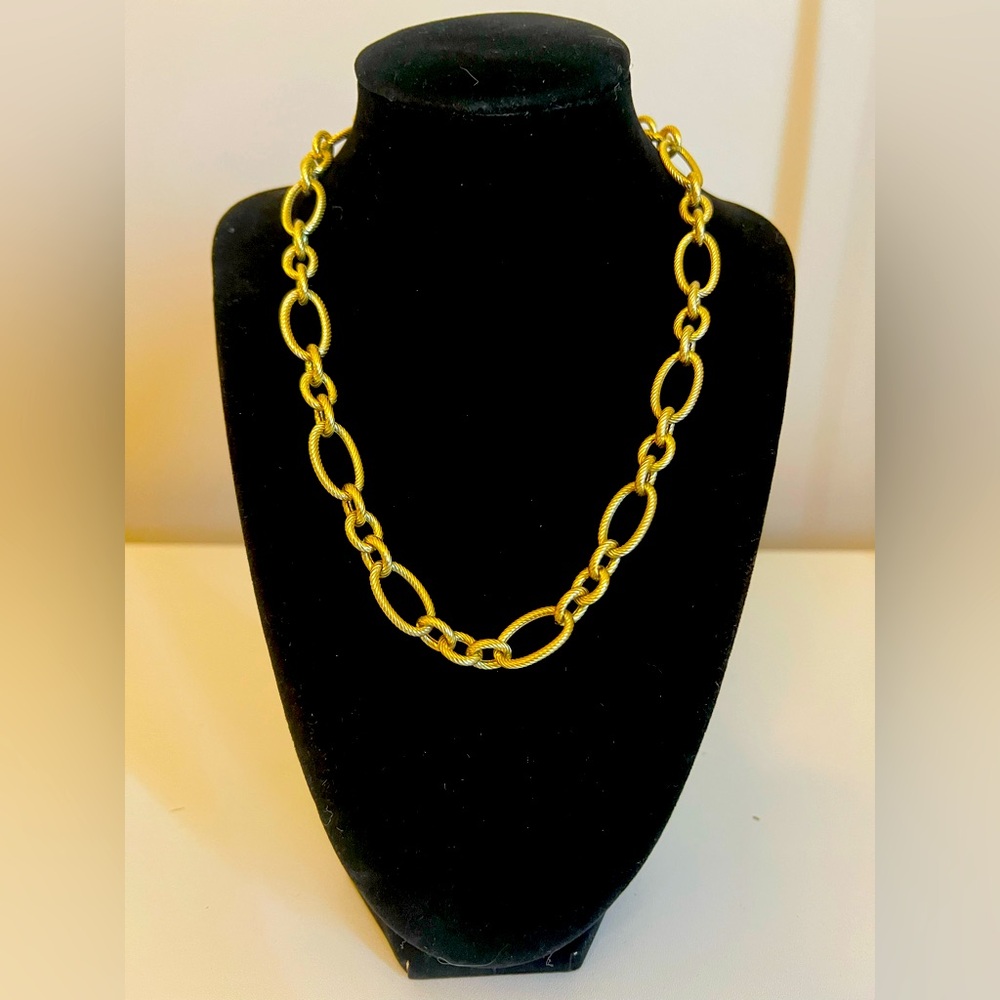 Judith Ripka Sterling Silver Gold Oval Link Necklace